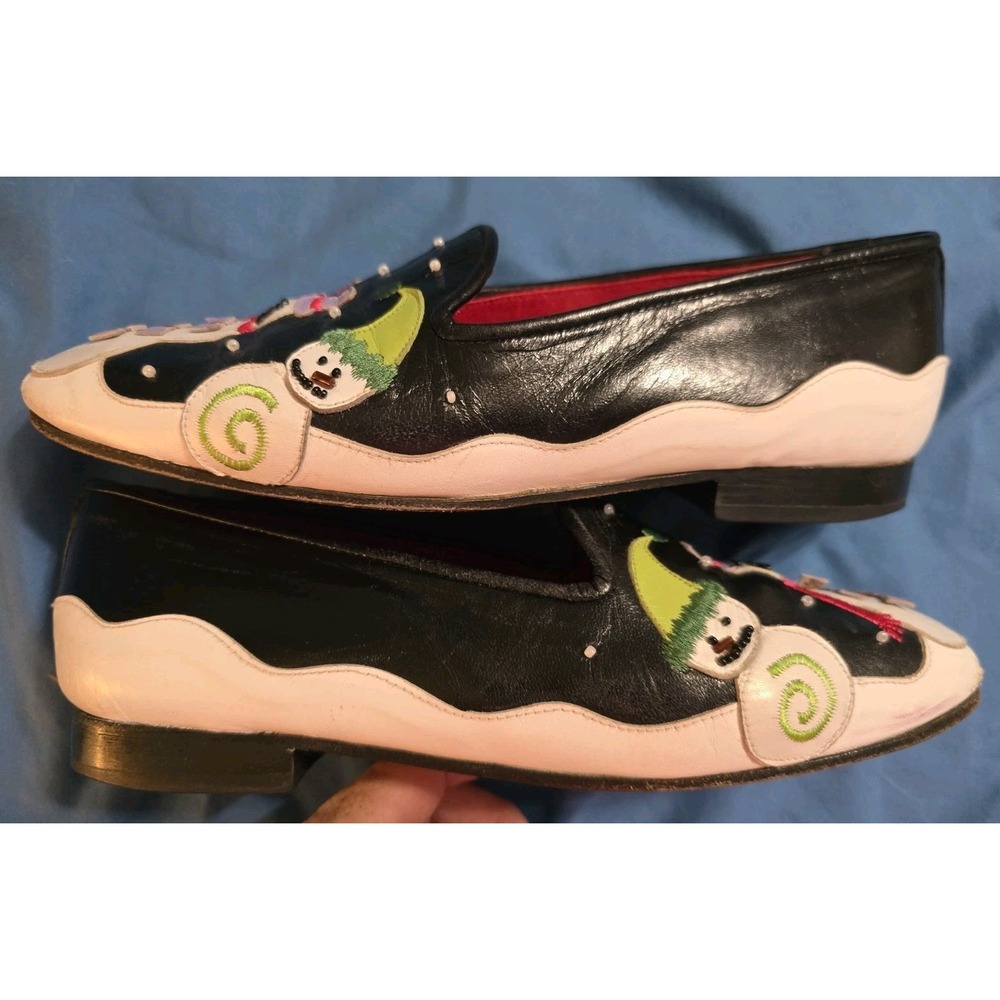 Michael Simon Decorative Snowman Themed Flat Loafers Womens 6.5M - Picture 4 of 7
